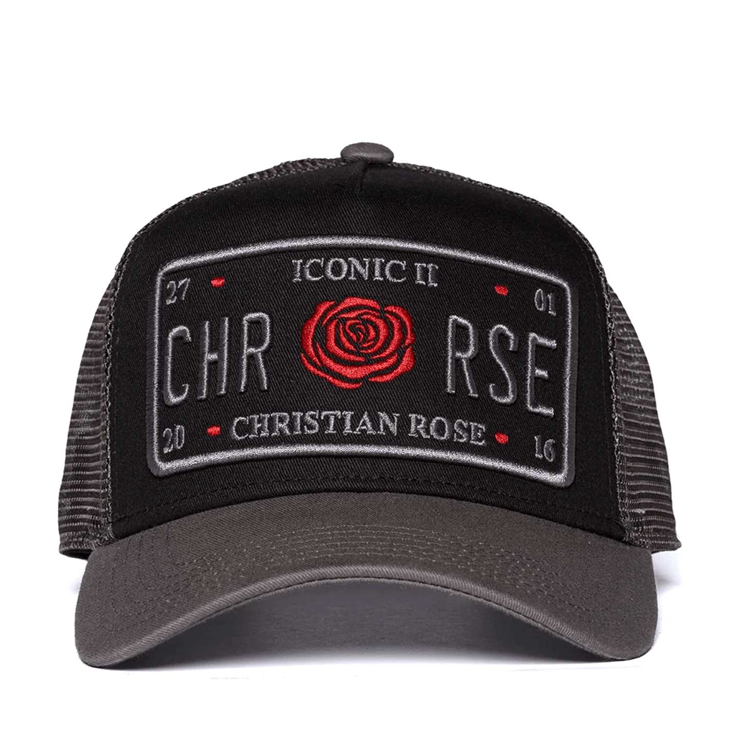 Christian Rose Iconic 11 Red Rose Grey Black Cap