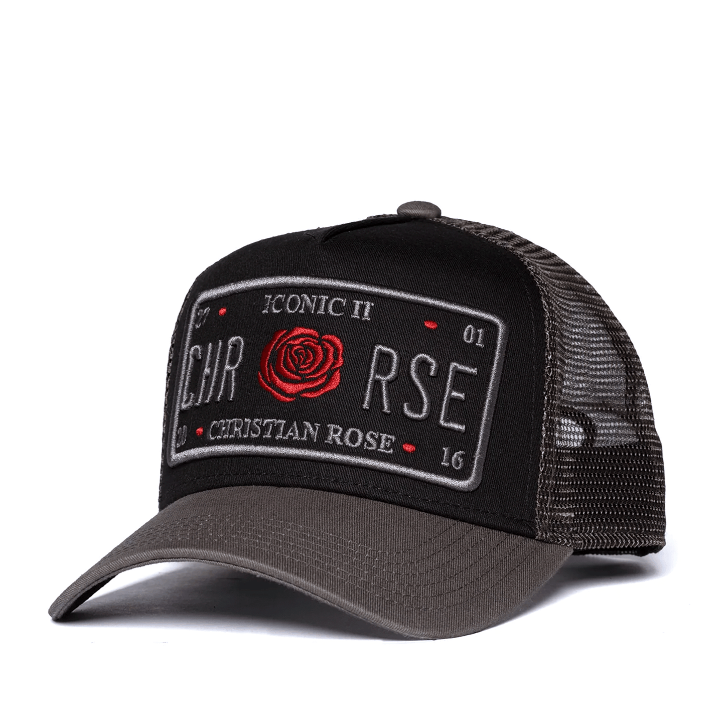 Christian Rose Iconic 11 Red Rose Grey Black Cap