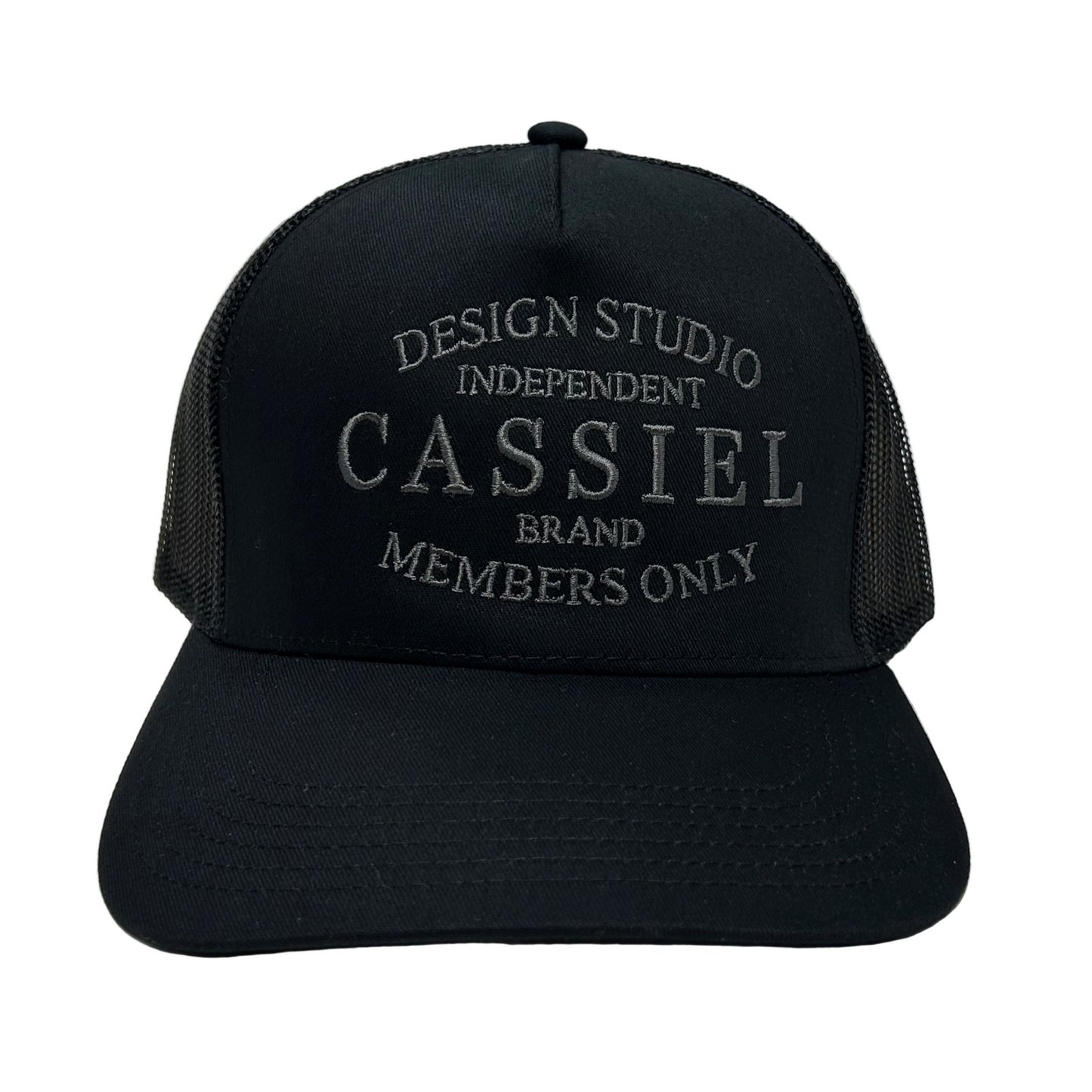Cassiel Brand Members Only Embroidered Black Trucker Cap