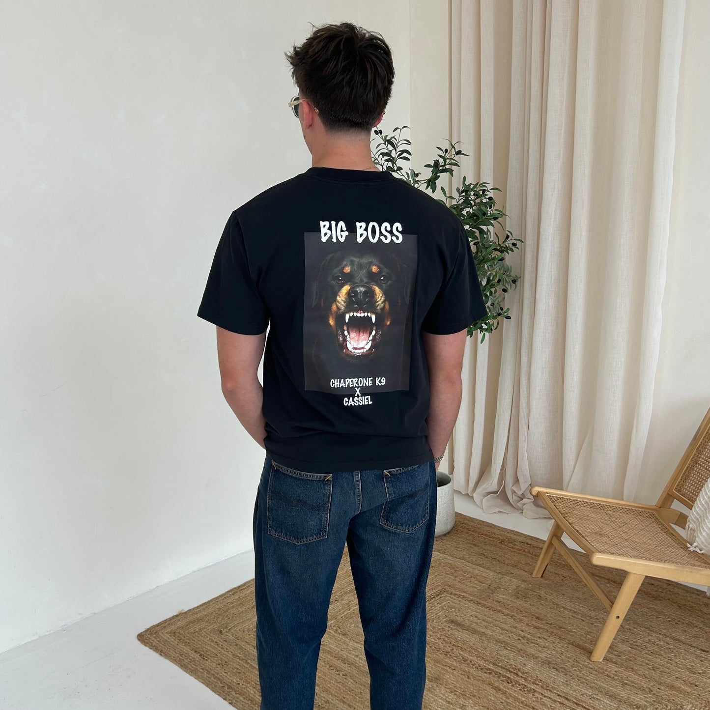 Cassiel X Chaperone K9 Big Boss Faded Black Tee