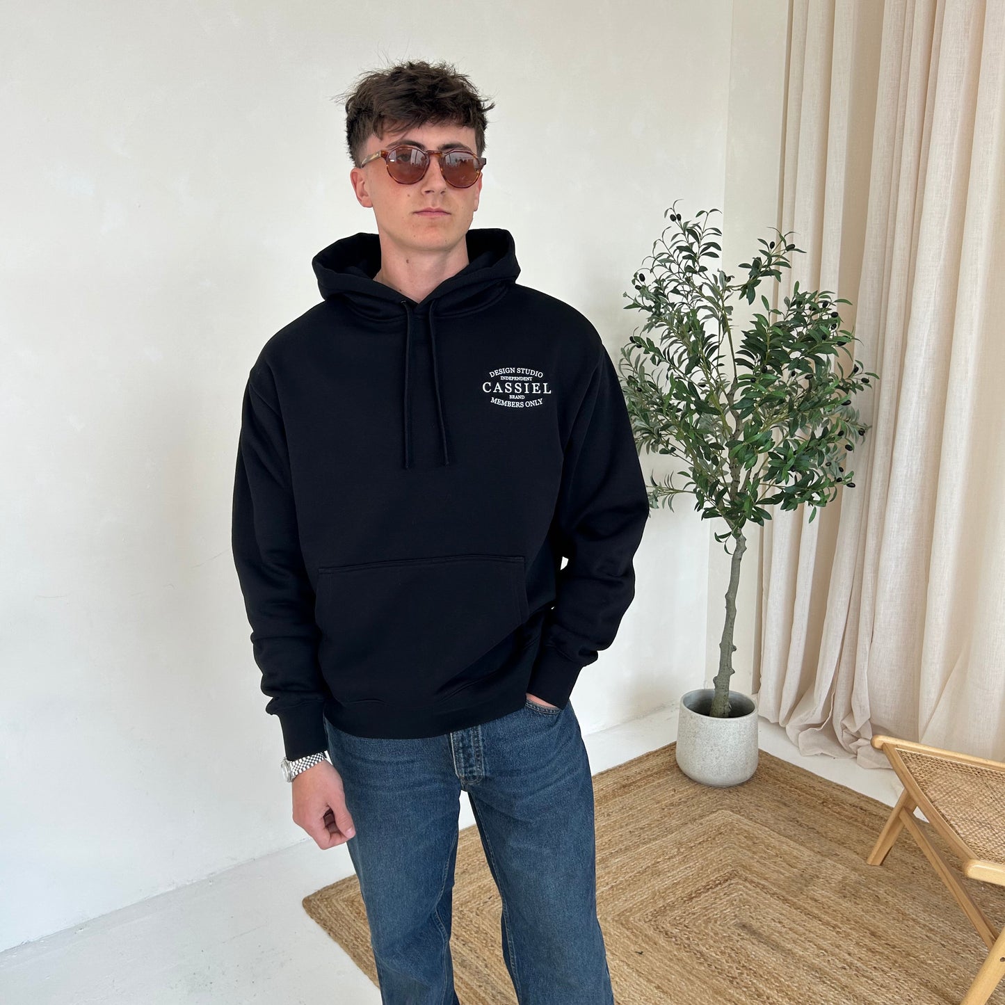 Cassiel Brand Black Heavyweight Hoodie Sweatshirt