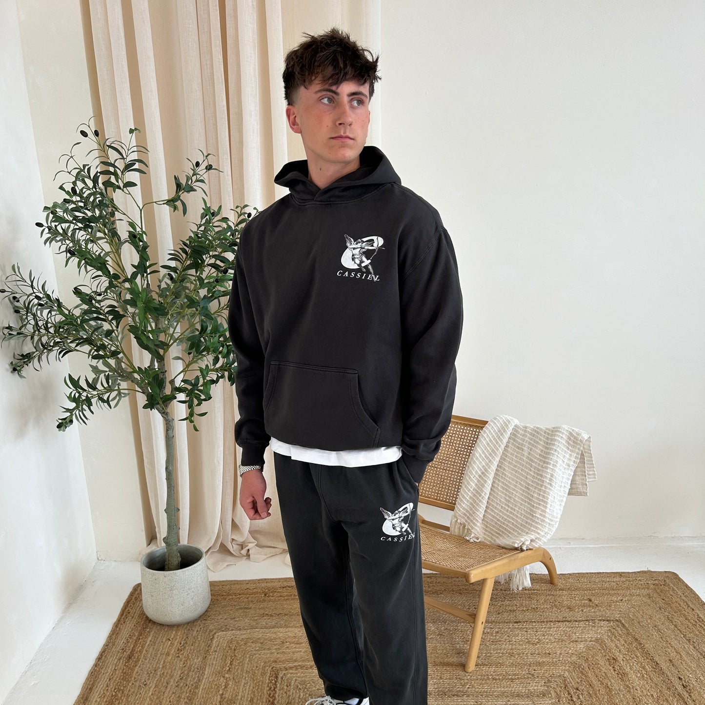 Cassiel Cherub Faded Black Hoodie