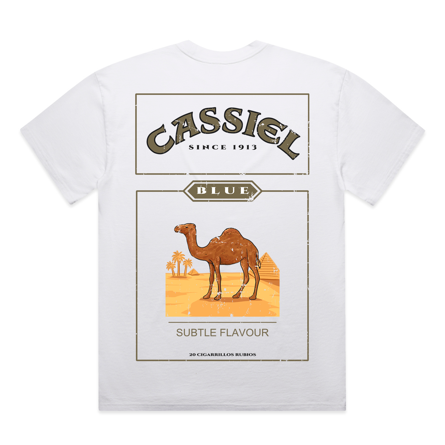 Cassiel Camel Faded White Tee