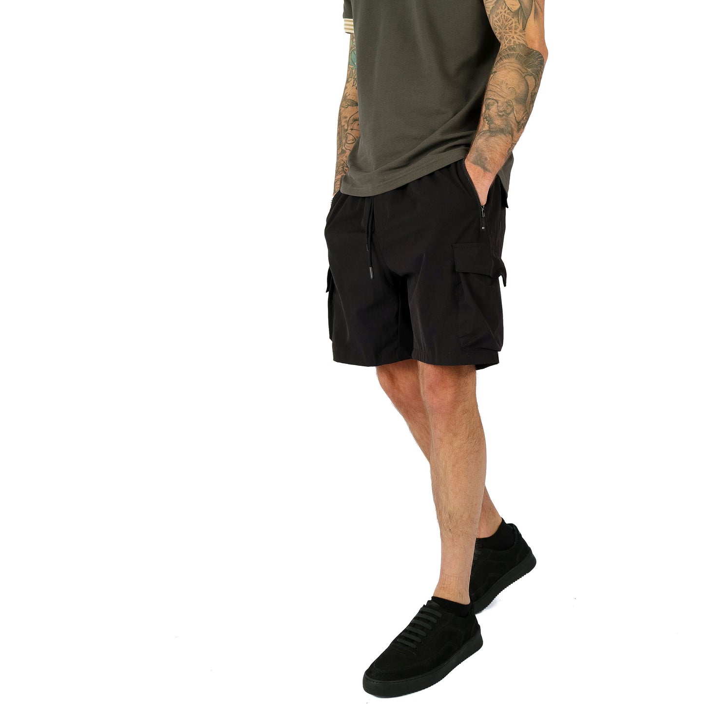 Cassiel Stretch Black Cargo Short