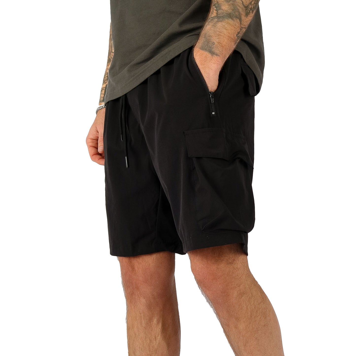 Cassiel Stretch Black Cargo Short