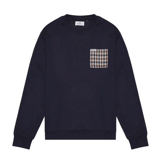 Aquascutum Check Pocket Navy Sweatshirt