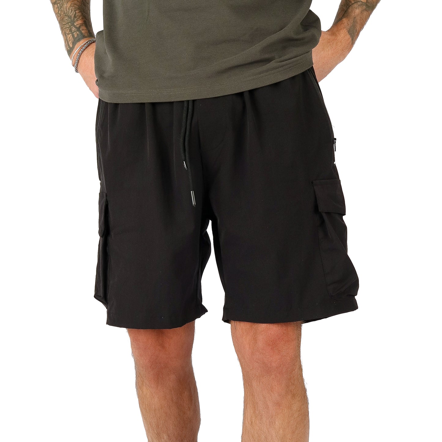 Cassiel Stretch Black Cargo Short