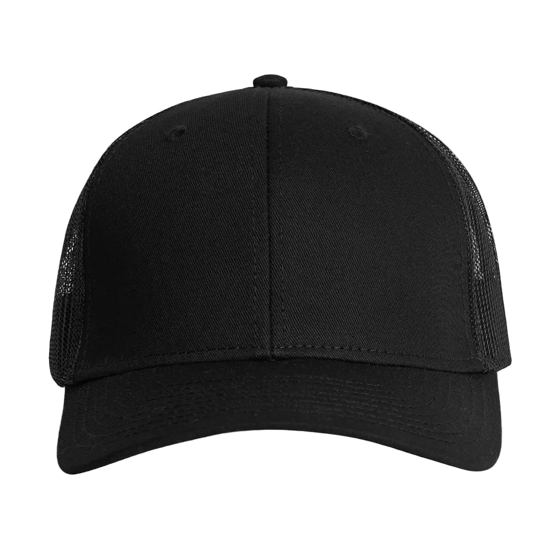 Cassiel Cotton Metal Badge Black Trucker Cap