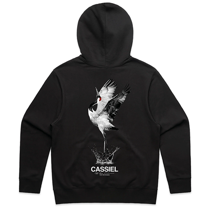 Cassiel Crane Black Hoodie Sweatshirt