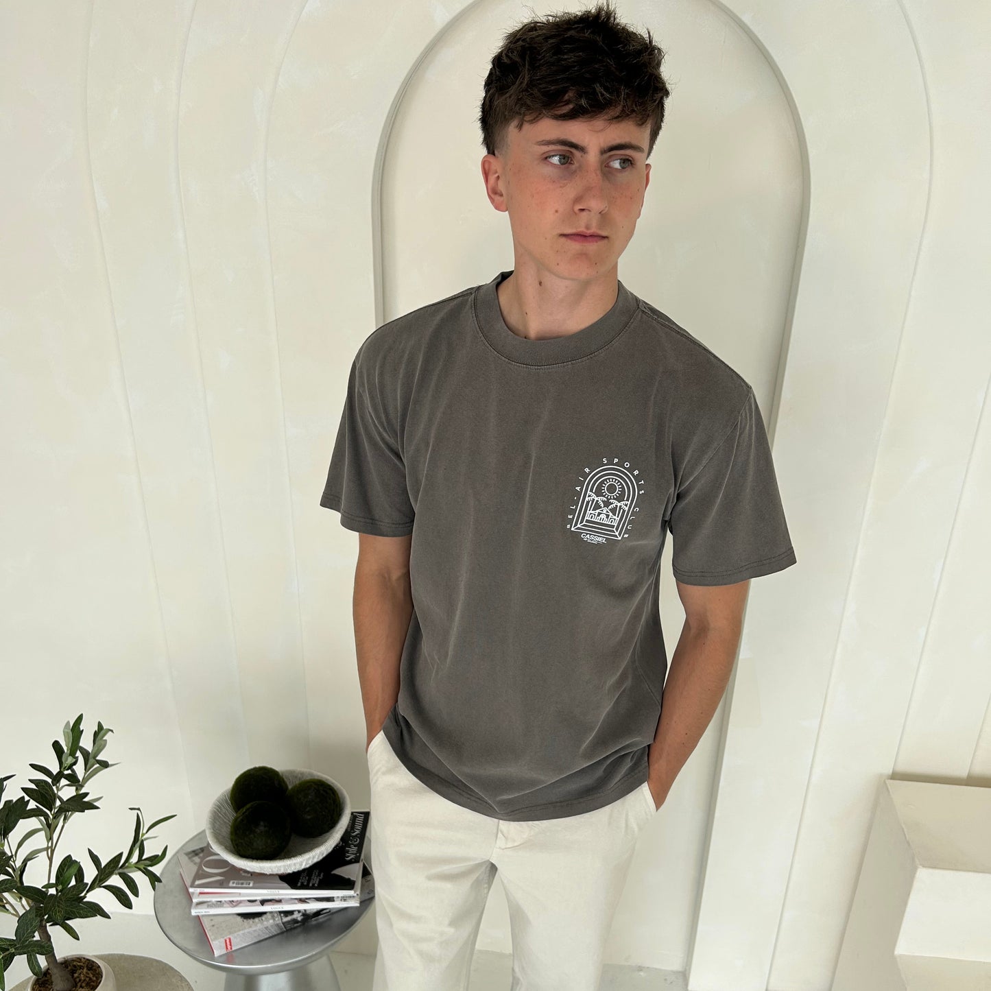 Cassiel Bel Air Sports Club Faded Grey Tee