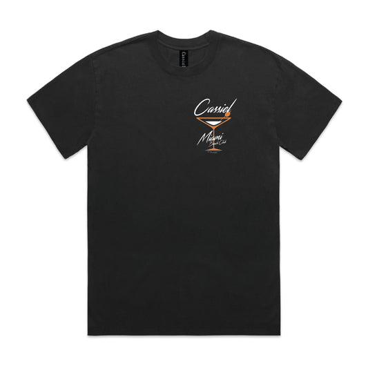 Cassiel Miami Beach Club Faded Black Tee