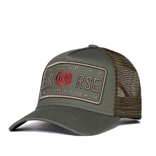 Christian Rose Iconic 11 Red Rose Olive Cap