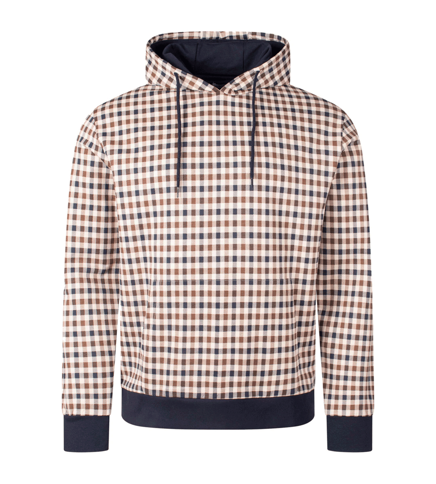 Aquascutum Check Navy Hoodie Sweatshirt
