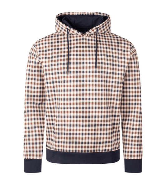 Aquascutum Check Navy Hoodie Sweatshirt