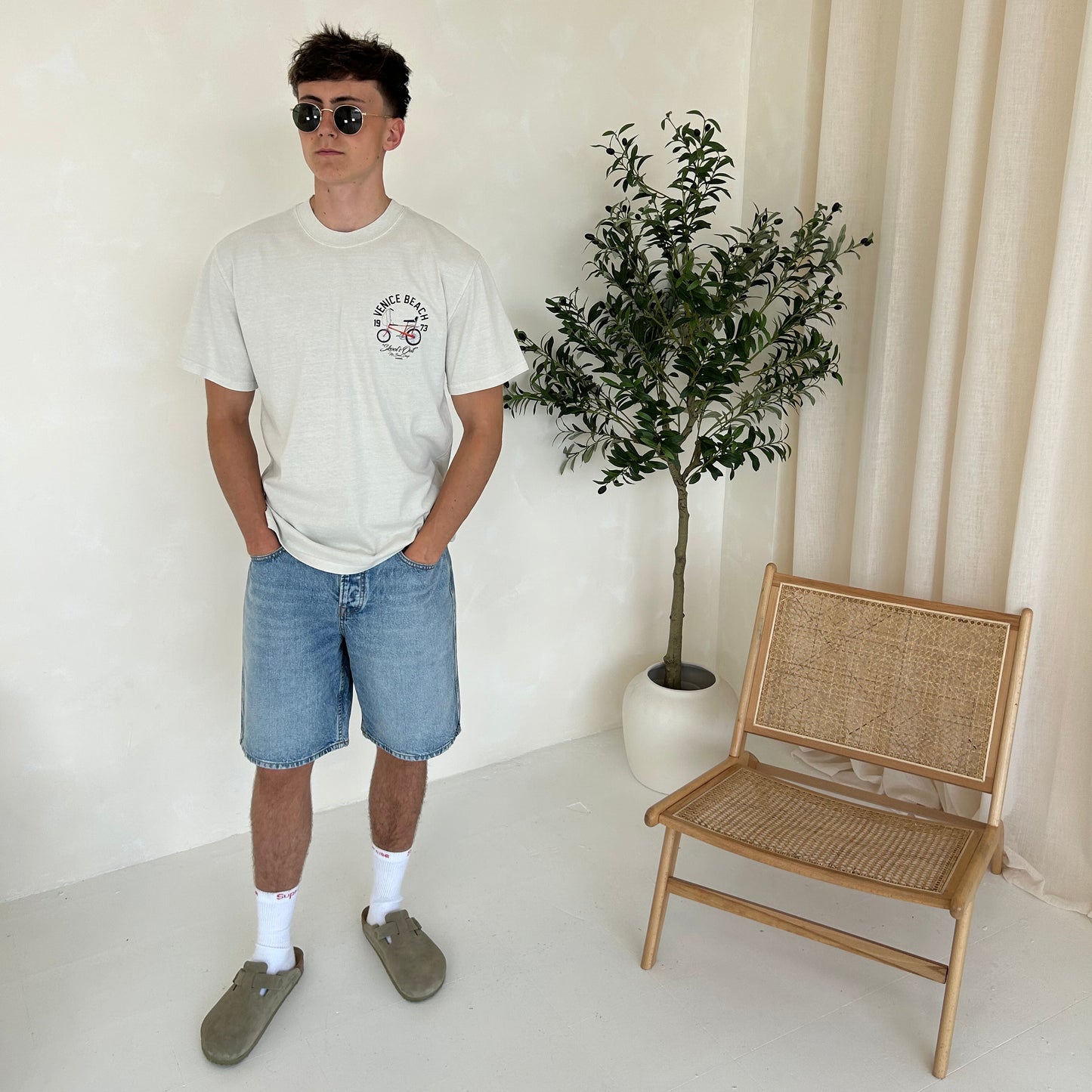 Cassiel Venice Beach Faded Bone Tee