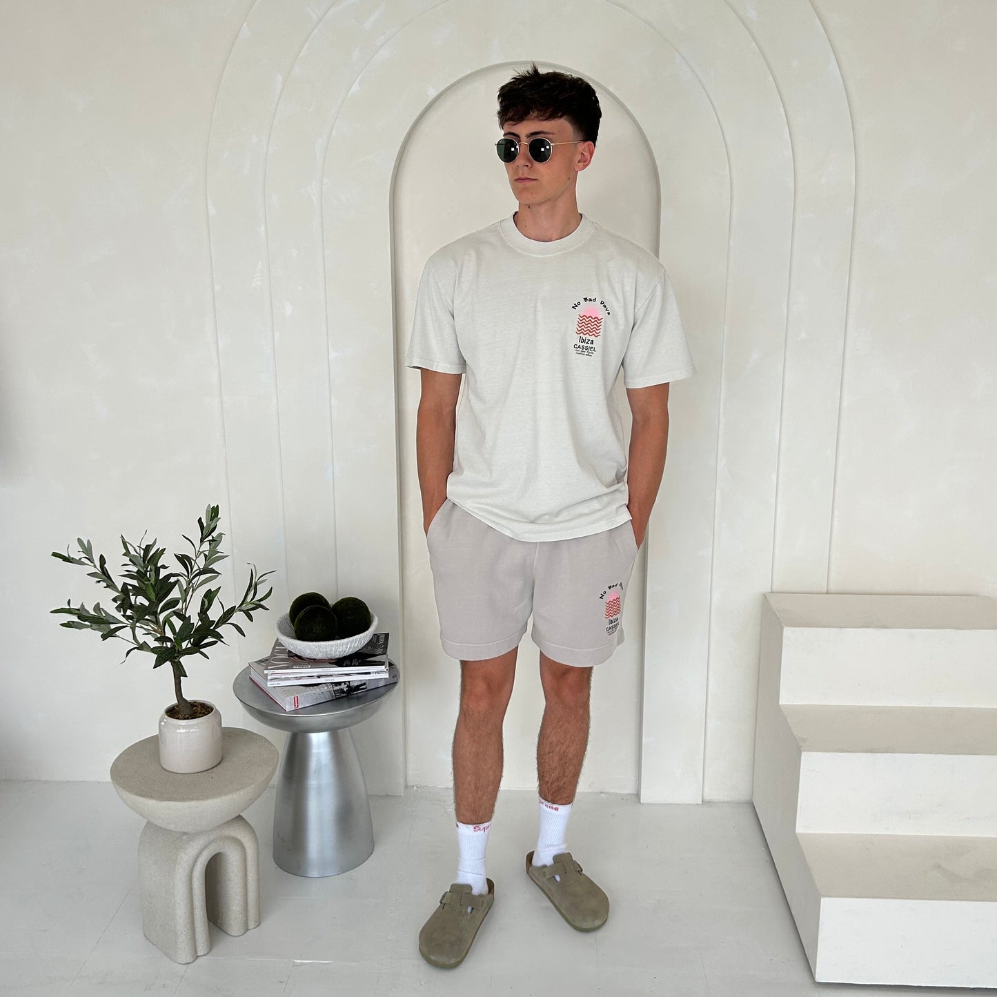 Cassiel Ibiza Faded Bone Sweat Short