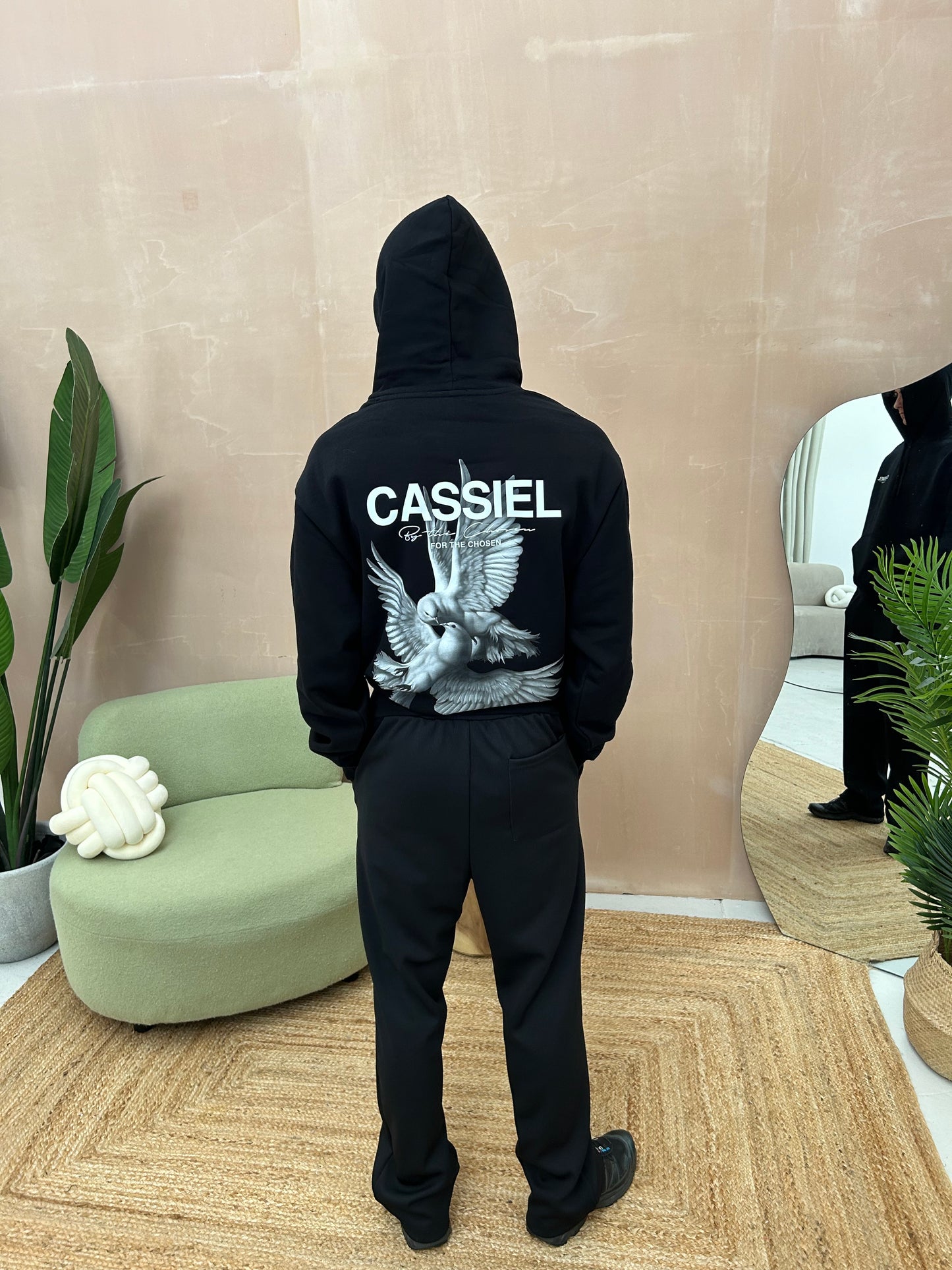 Cassiel Doves Black Hoodie Sweatshirt