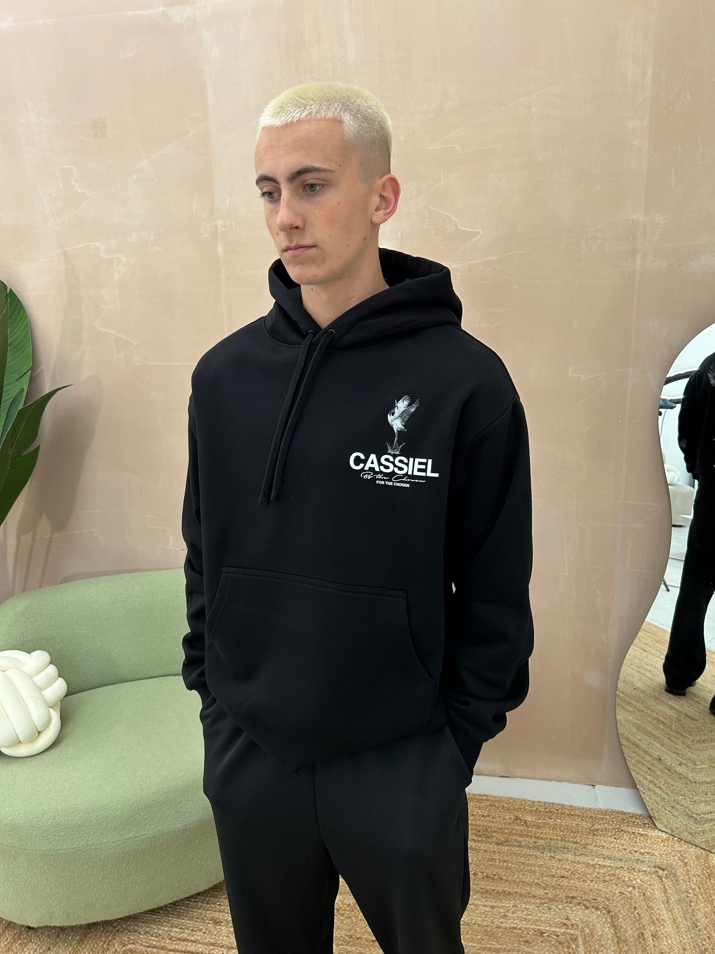 Cassiel Crane Black Hoodie Sweatshirt