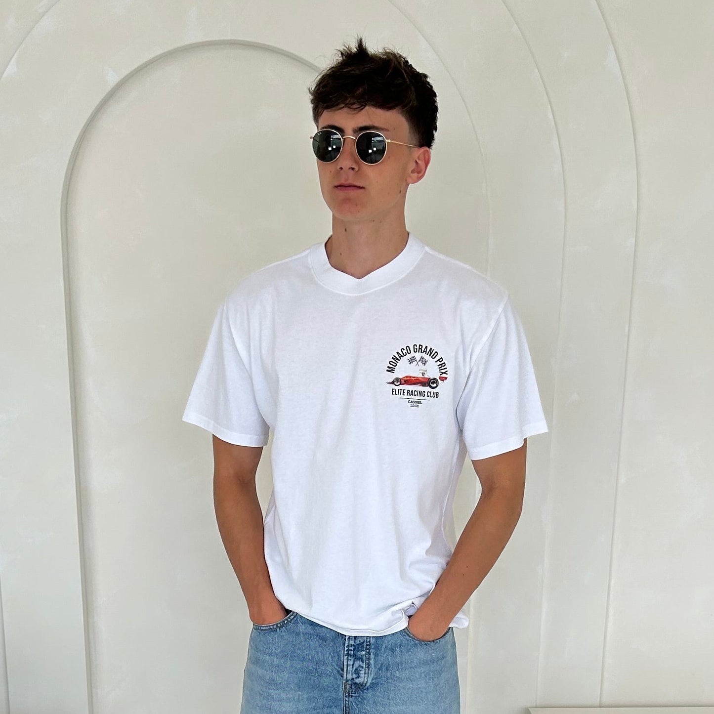 Cassiel Monaca Grand Prix Faded White Tee