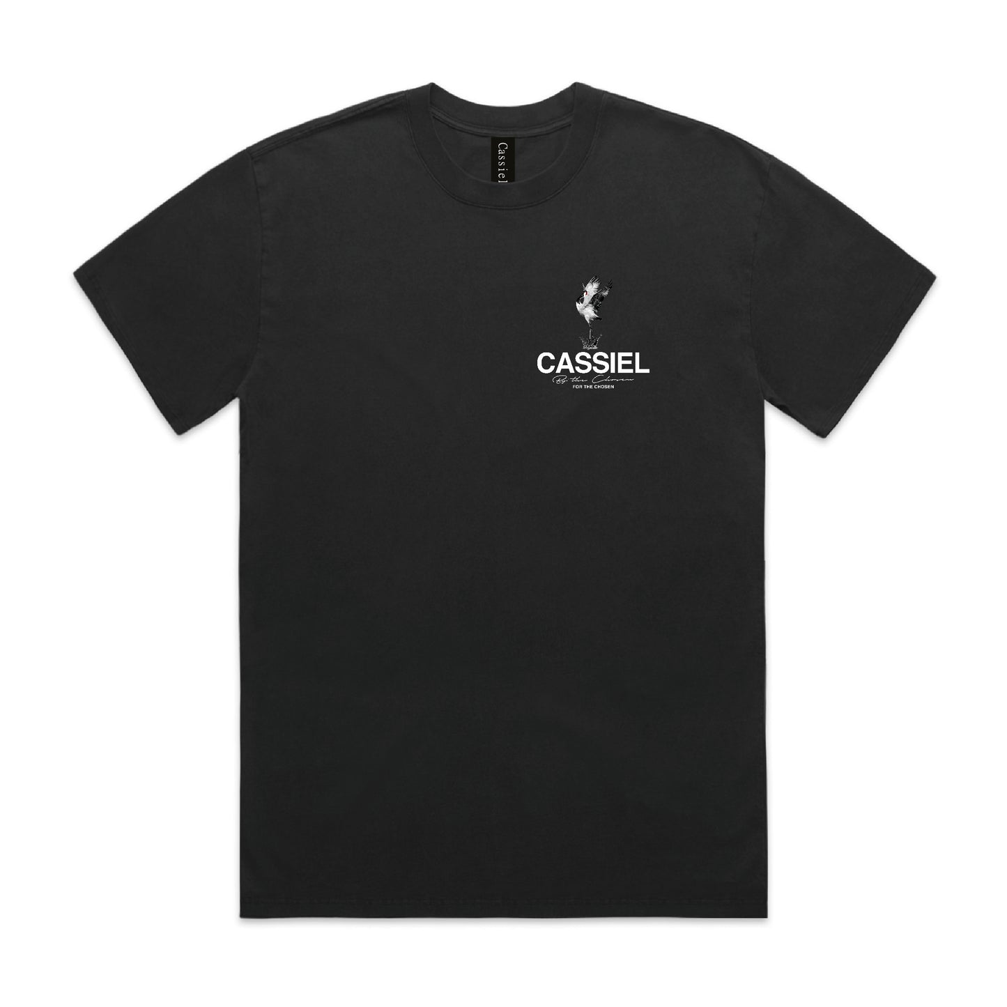 Cassiel Crane Back Print Faded Black Tee