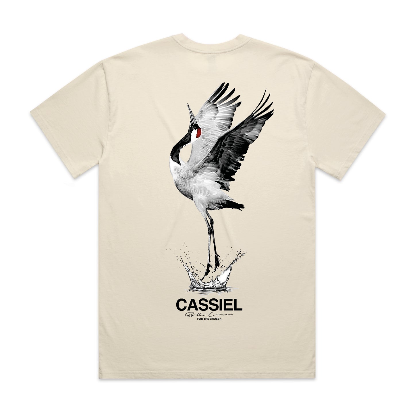 Cassiel Crane Back Print Ecru Tee