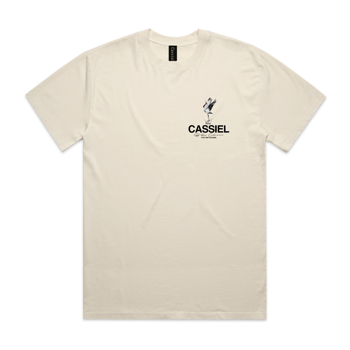 Cassiel Crane Back Print Ecru Tee