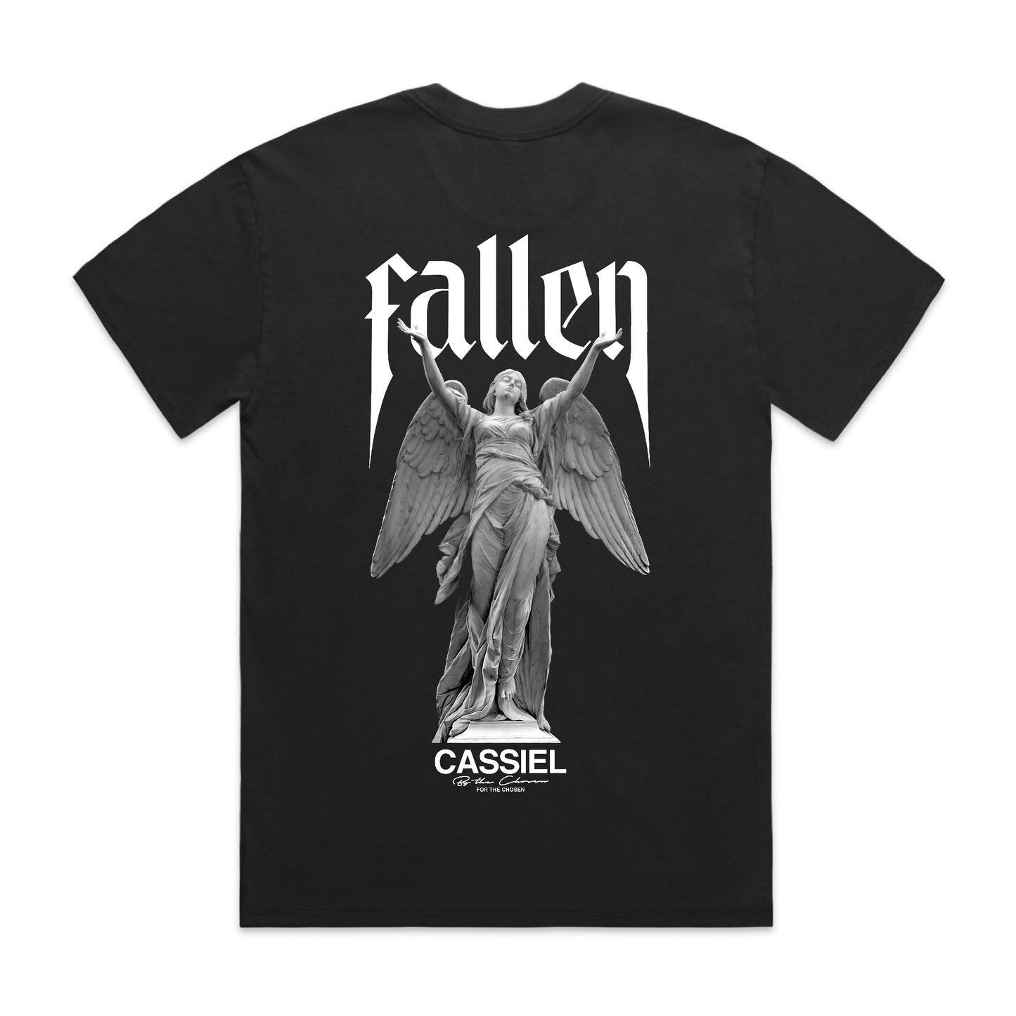 Cassiel Fallen Angel Back Print Faded Black Tee