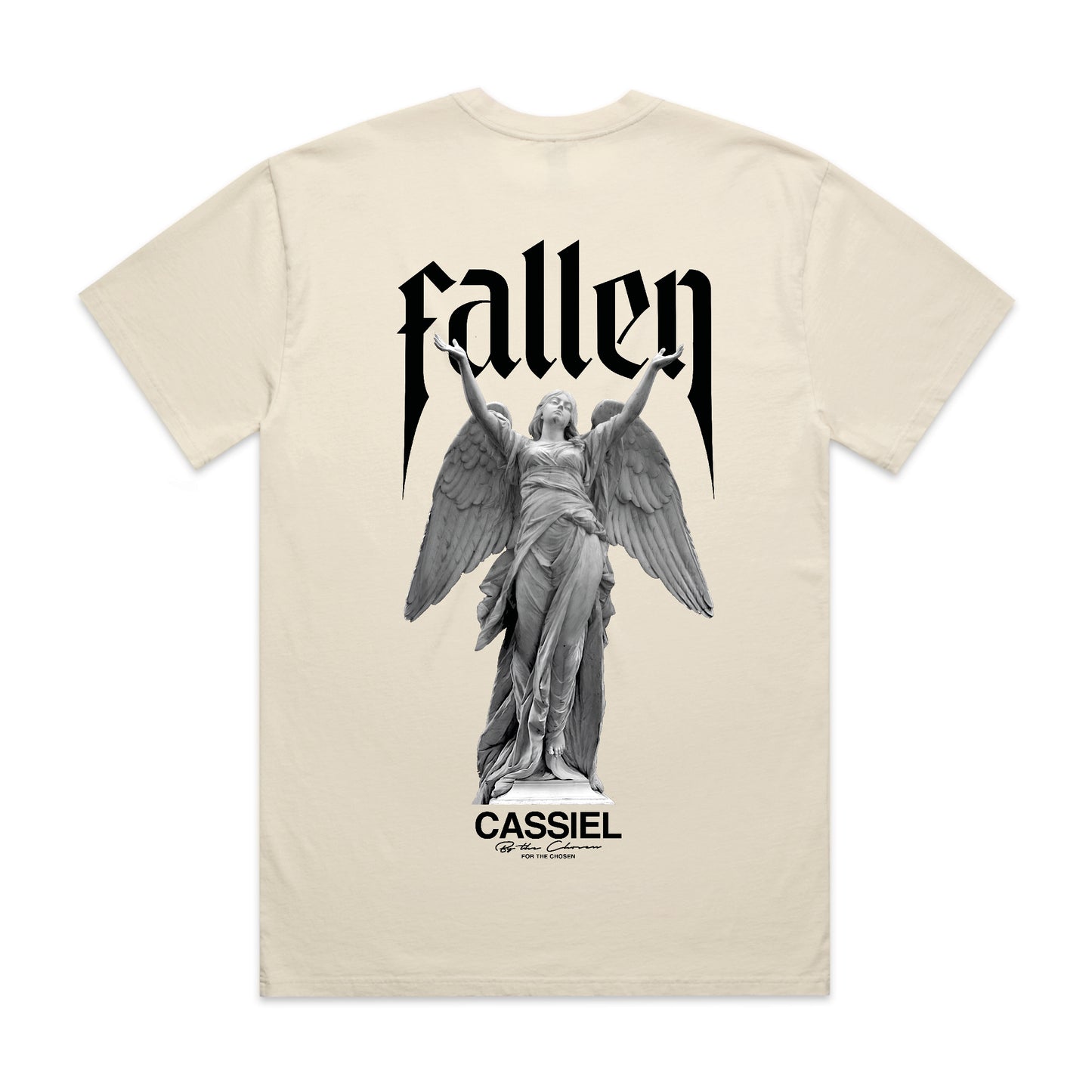 Cassiel Fallen Angel Back Print Ecru Tee