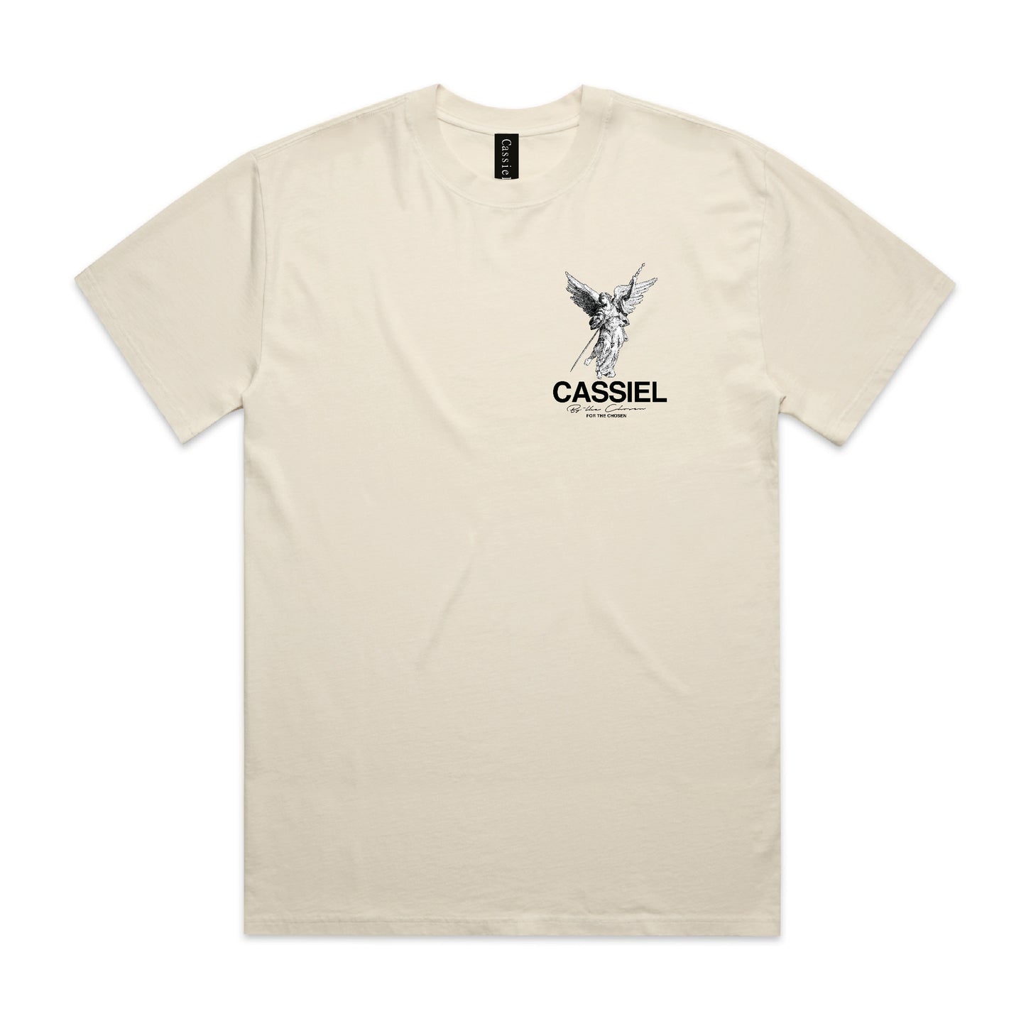 Cassiel Fleur De Lis Angel Back Print Ecru Tee