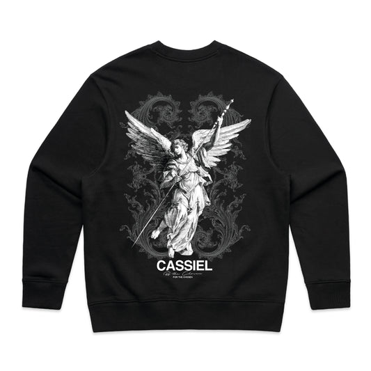 Cassiel Fleur De Lis De Angel Back Print Black Sweatshirt