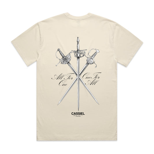 Cassiel Swords Back Print Ecru Tee