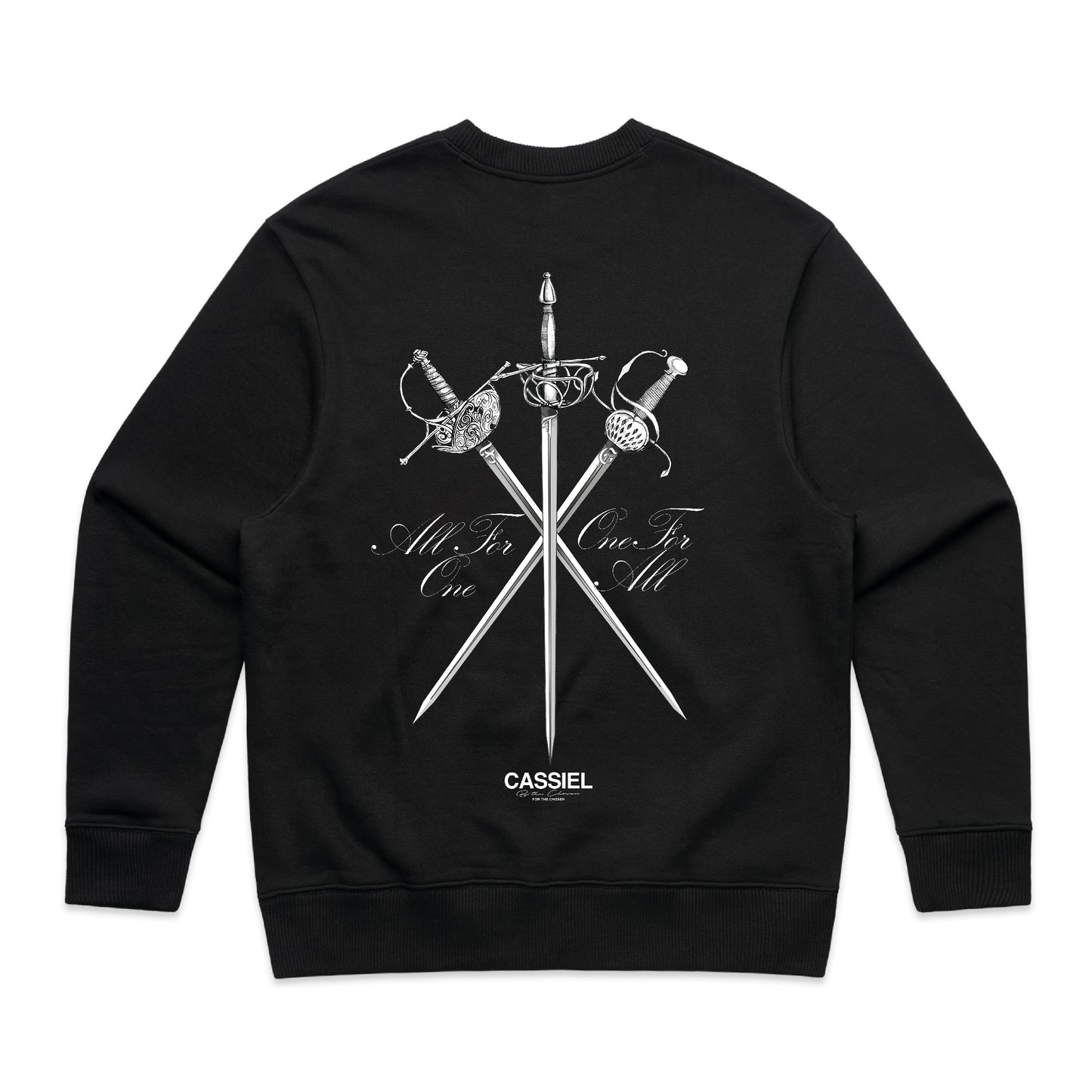 Cassiel Swords Back Print Black Sweatshirt