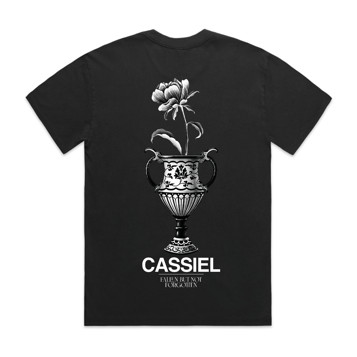 Cassiel Vase Back Print Faded Black Tee