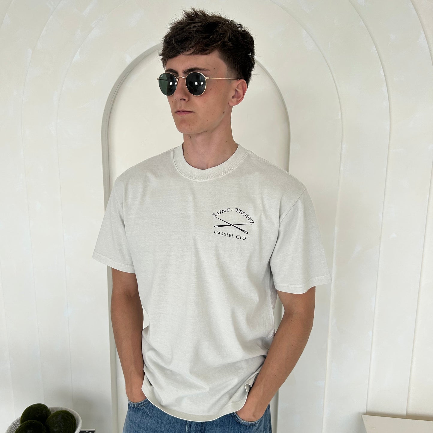 Cassiel Saint Tropez Faded Bone Tee