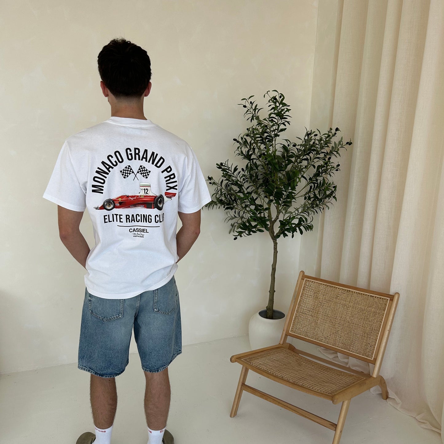 Cassiel Monaca Grand Prix Faded White Tee