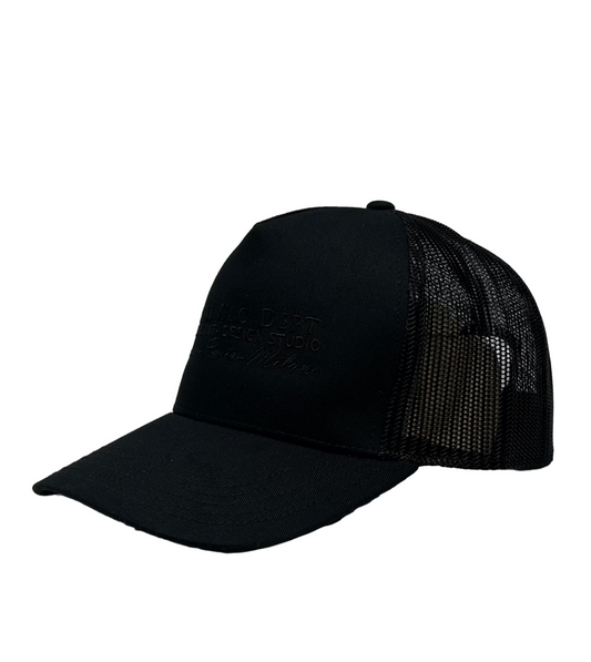Cassiel Dept Embroidered Black Trucker Cap