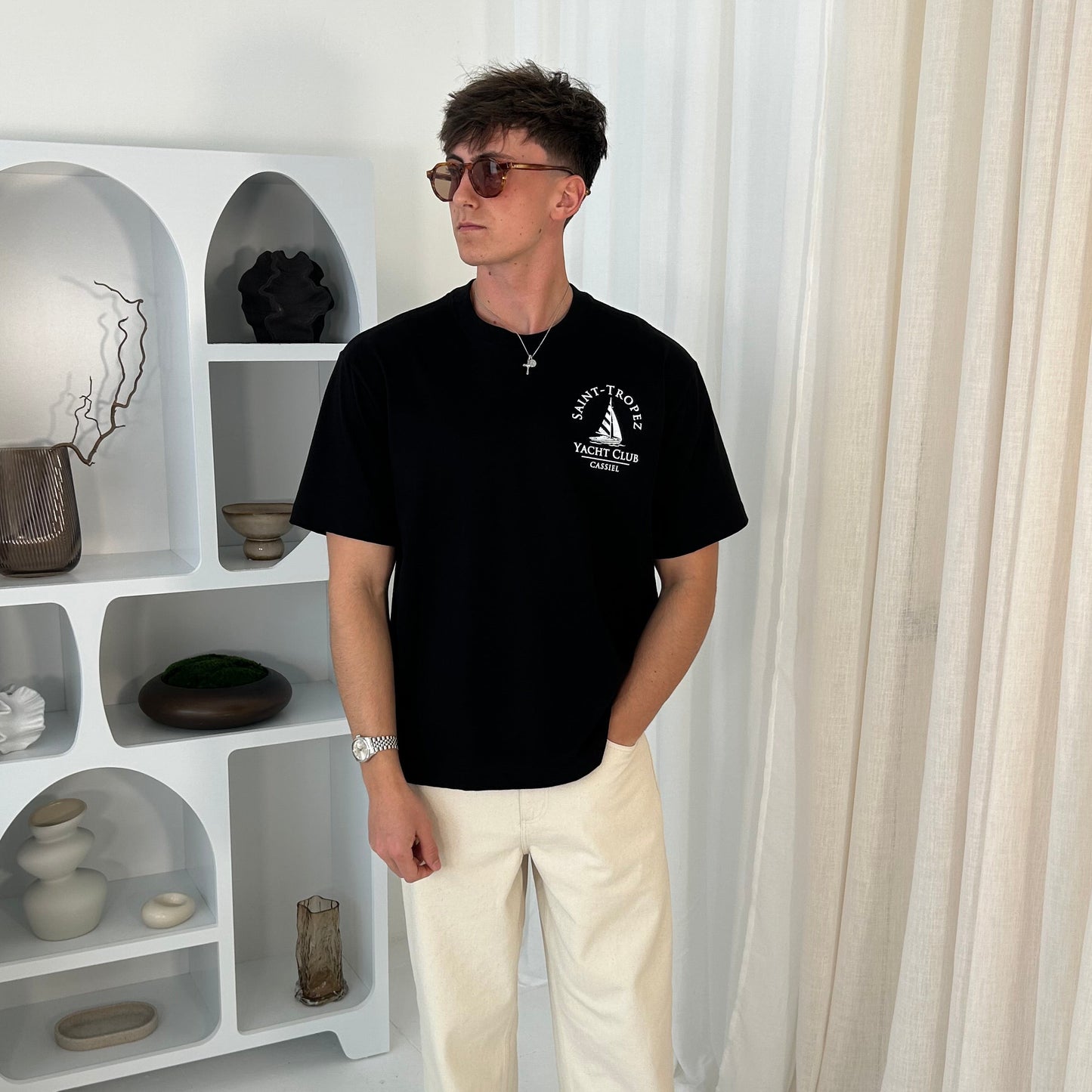 Cassiel Saint Tropez Yacht Box Black Tee