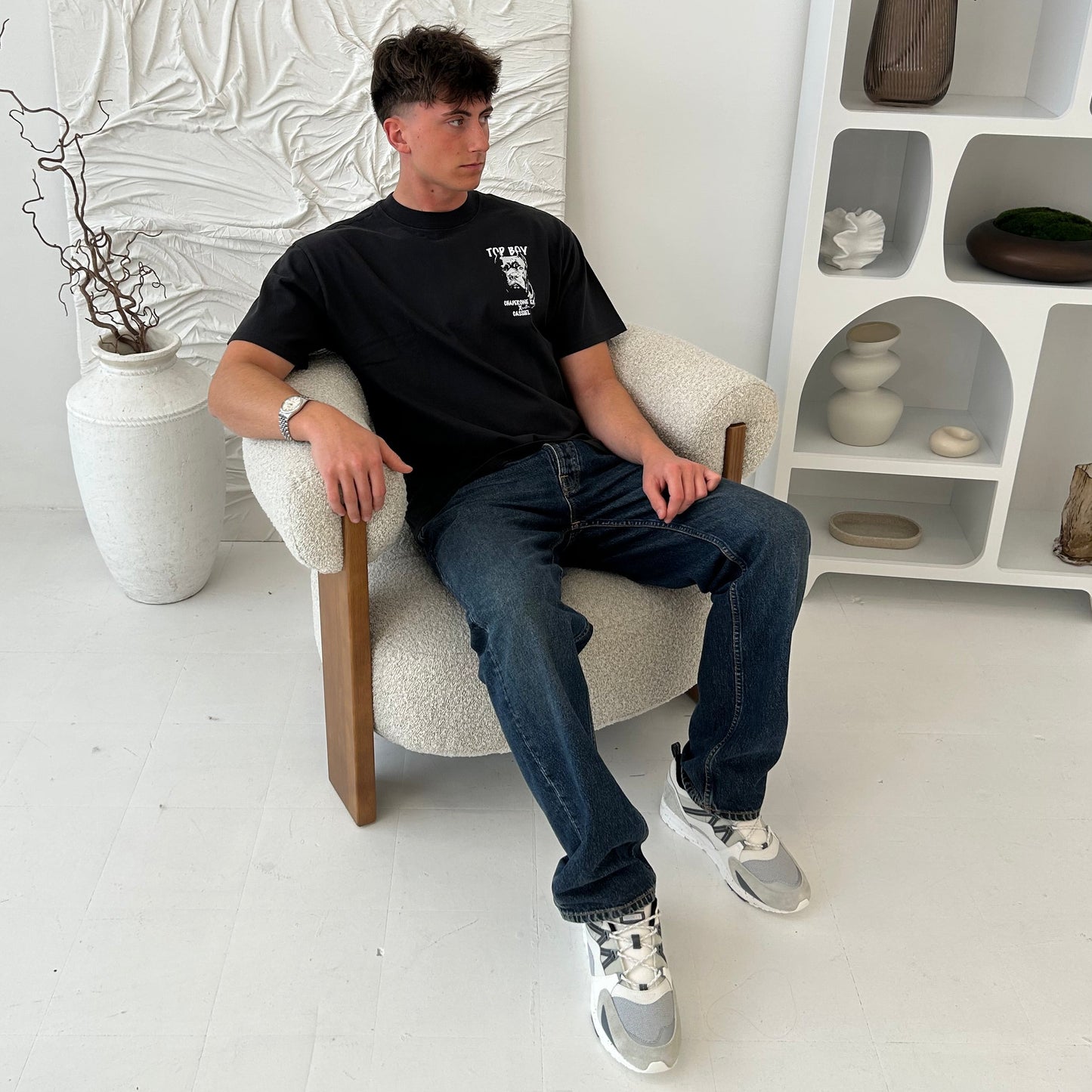 Cassiel X Chaperone K9 Top Boy Faded Black Tee