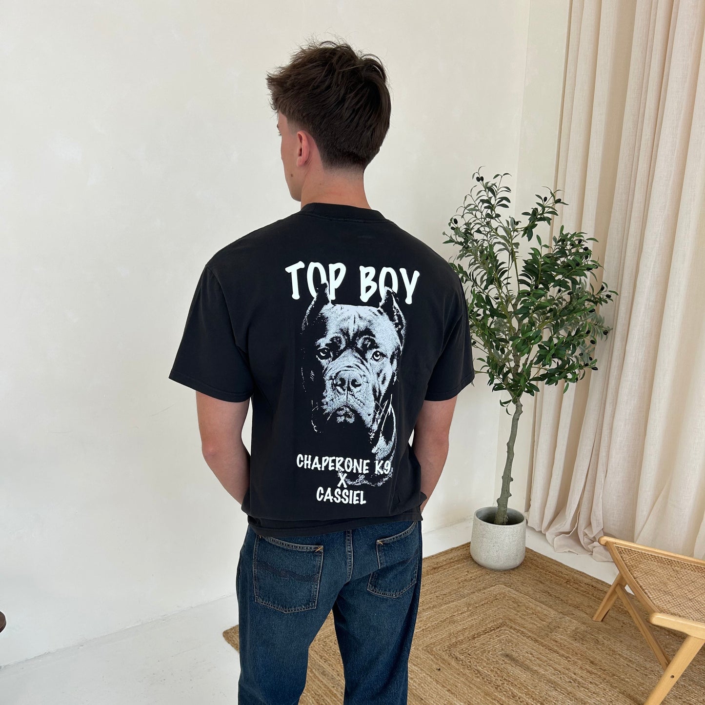 Cassiel X Chaperone K9 Top Boy Faded Black Tee