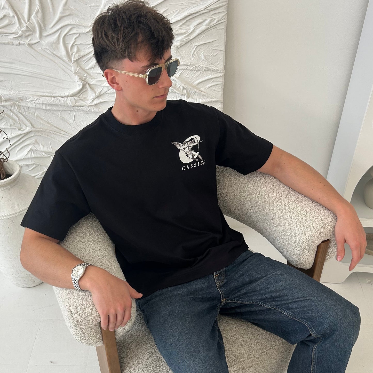 Cassiel Cherub Box Black Tee