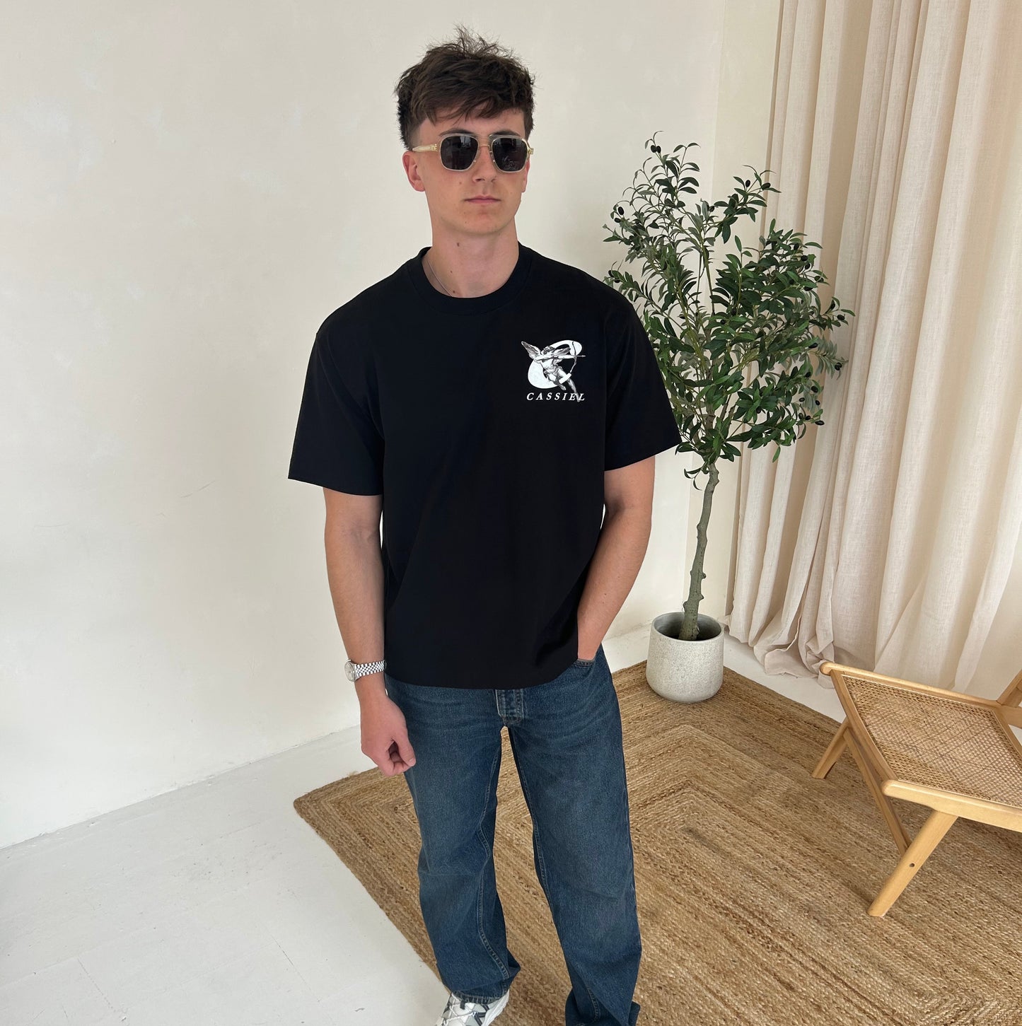 Cassiel Cherub Box Black Tee