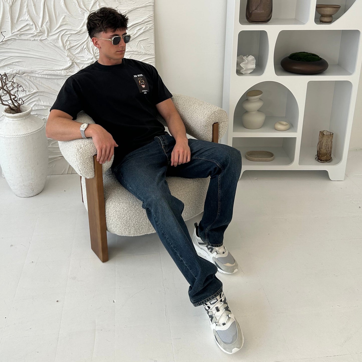 Cassiel X Chaperone K9 Big Boss Faded Black Tee