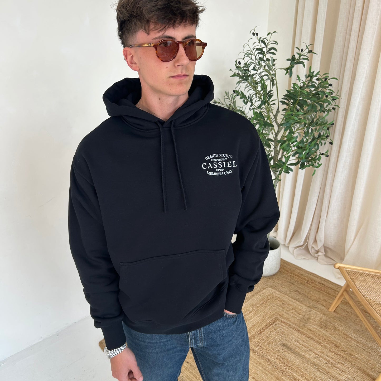 Cassiel Brand Black Heavyweight Hoodie Sweatshirt