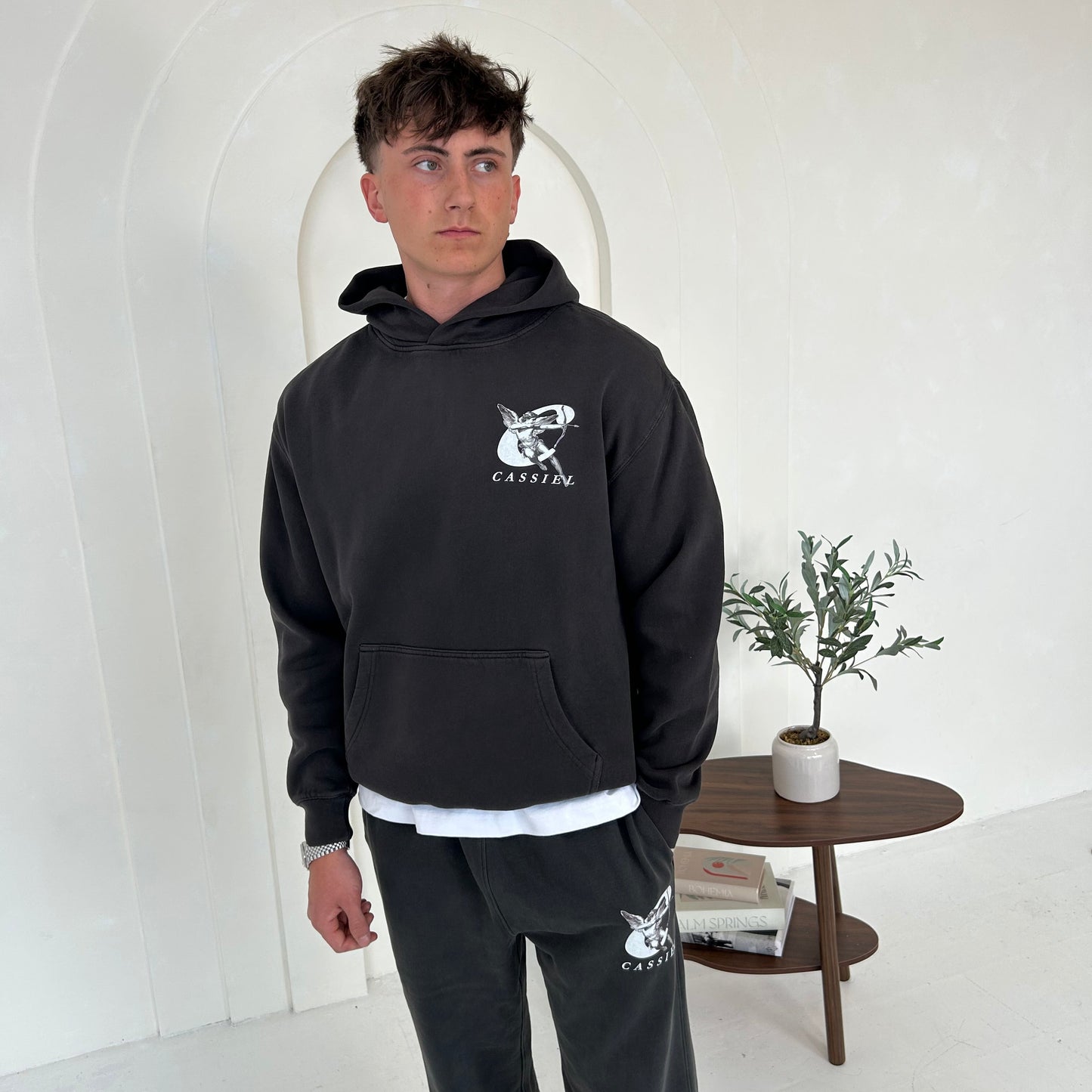 Cassiel Cherub Faded Black Hoodie