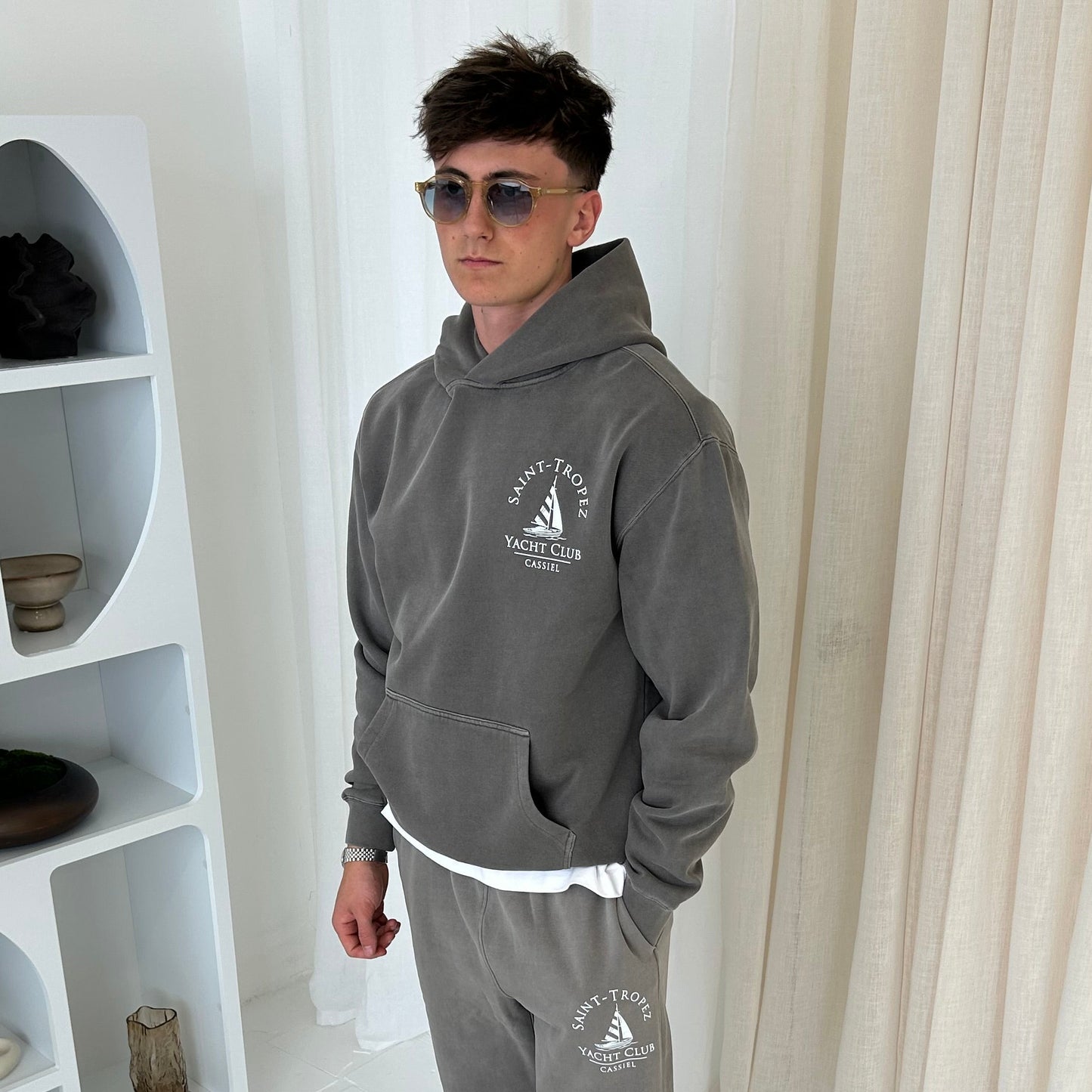 Cassiel Saint Tropez Faded Grey Hoodie Sweatshirt