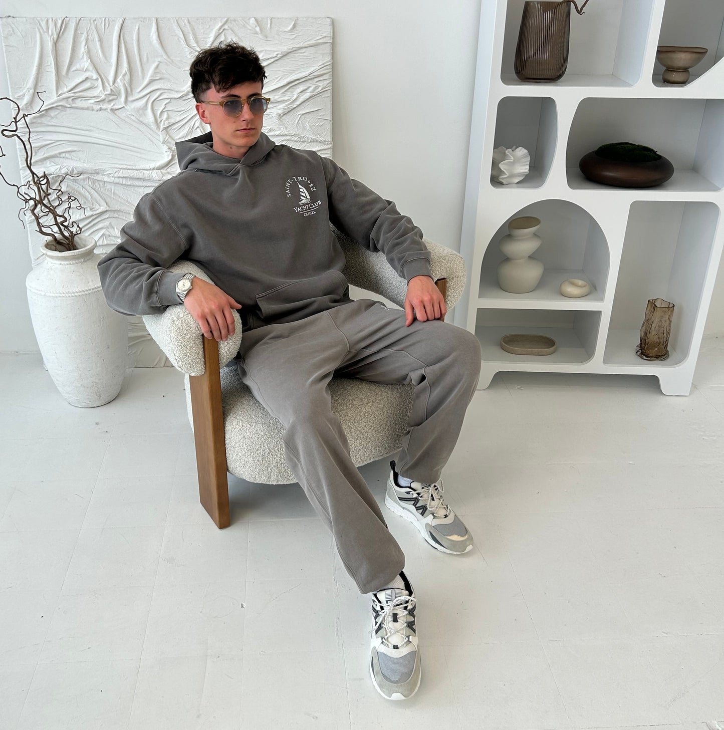 Cassiel Saint Tropez Faded Grey Hoodie Sweatshirt
