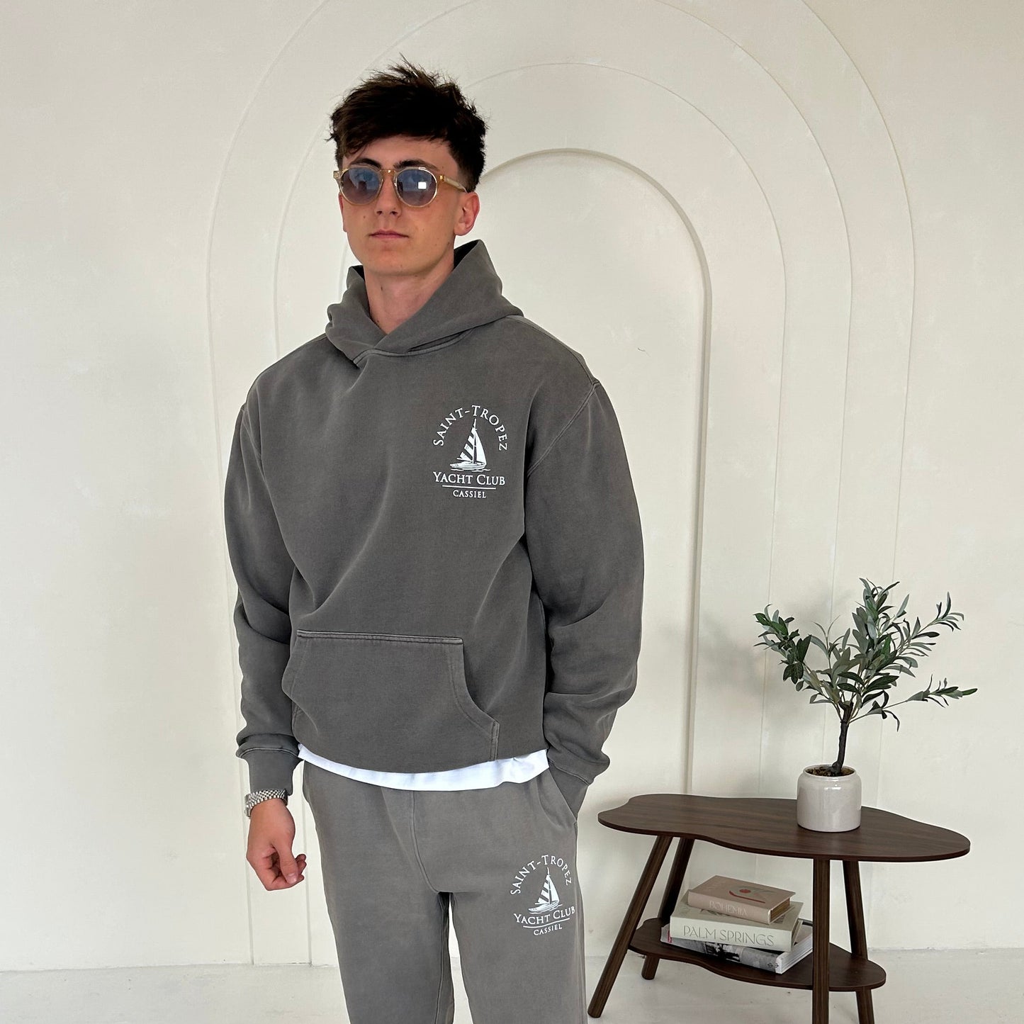 Cassiel Saint Tropez Faded Grey Hoodie Sweatshirt
