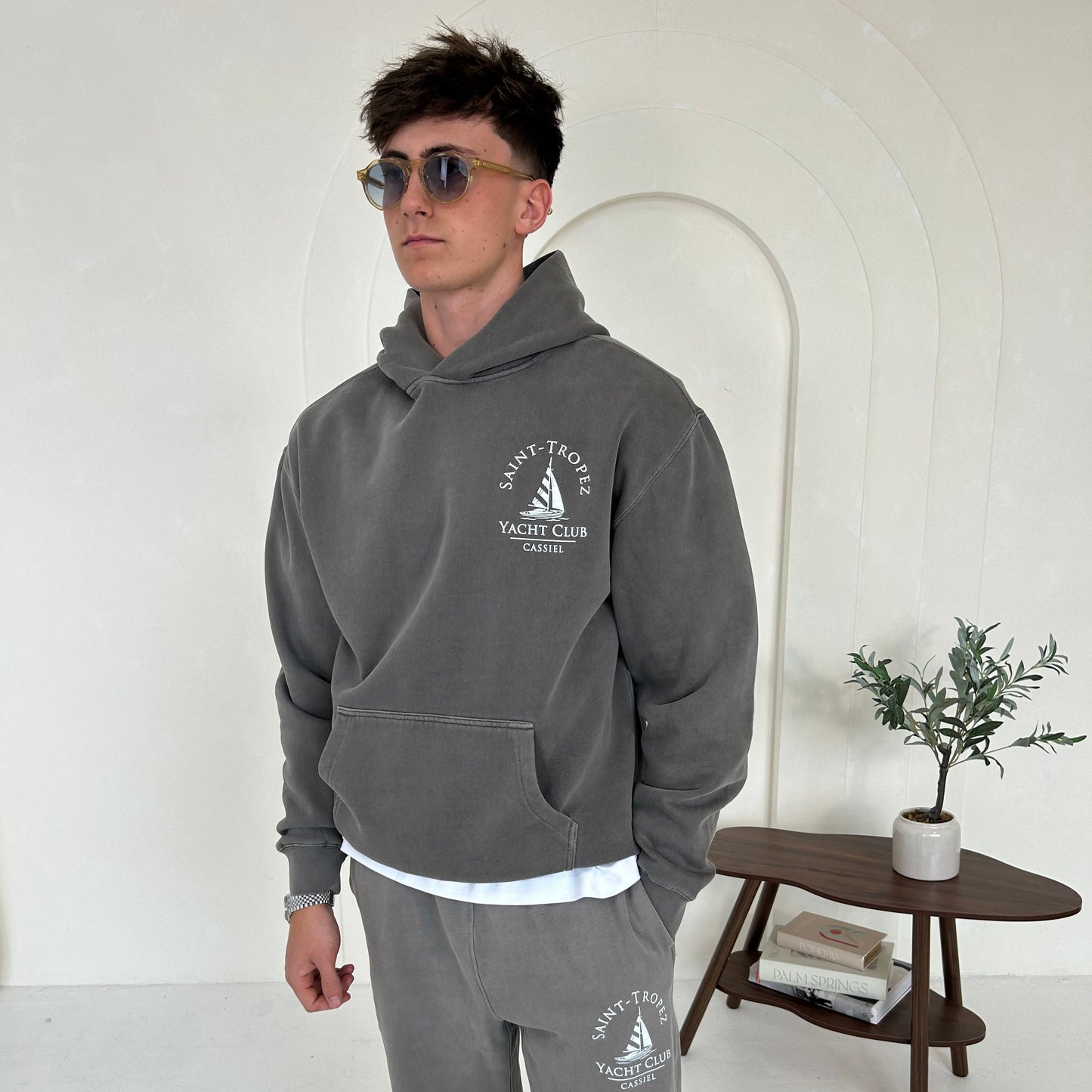 Cassiel Saint Tropez Faded Grey Hoodie Sweatshirt