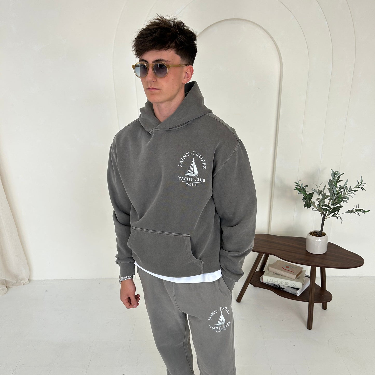 Cassiel Saint Tropez Faded Grey Hoodie Sweatshirt