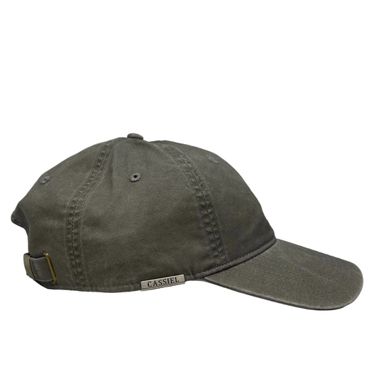 Cassiel Cotton Metal Badge Faded Grey Cap